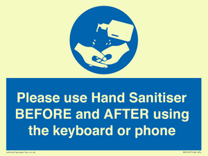 Please use Hand Sanitiser BEFORE and AFTER using the keyboard or phone
